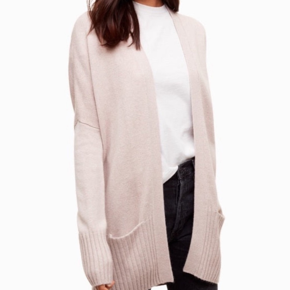 ARITZIA AZURE SKIES Charcoal Open-Front Angora & Cashmere Blend Cardigan - Picture 1 of 11